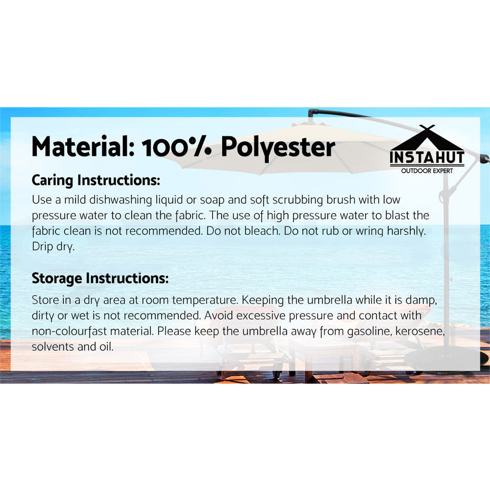 Instahut 3m Outdoor Umbrella Cantilever Beach Garden Patio Black-Home &amp; Garden > Shading > Umbrellas &amp; Sunshades-PEROZ Accessories