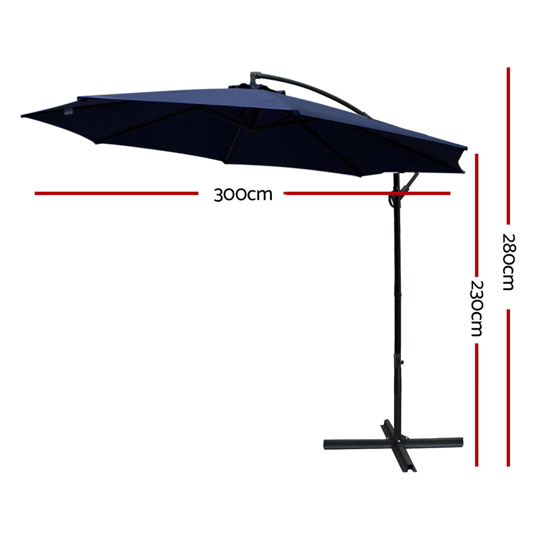 Instahut 3m Outdoor Umbrella Cantilever Beach Garden Patio Navy-Home &amp; Garden &gt; Shading &gt; Umbrellas &amp; Sunshades-PEROZ Accessories