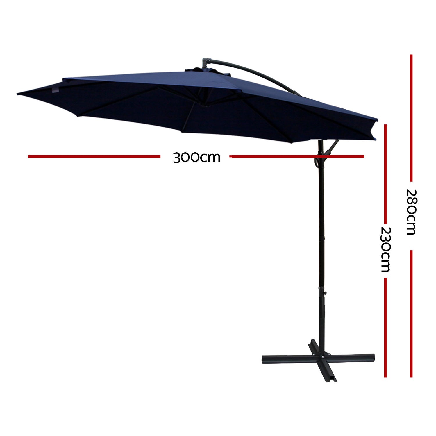 Instahut 3m Outdoor Umbrella Cantilever Beach Garden Patio Navy-Home &amp; Garden > Shading > Umbrellas &amp; Sunshades-PEROZ Accessories