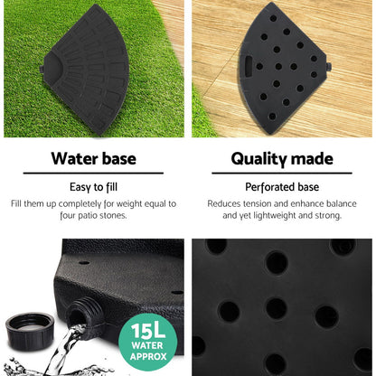 Instahut 3m Outdoor Umbrella w/Base Cantilever Beach Garden Patio Black-Home &amp; Garden > Shading > Umbrellas &amp; Sunshades-PEROZ Accessories