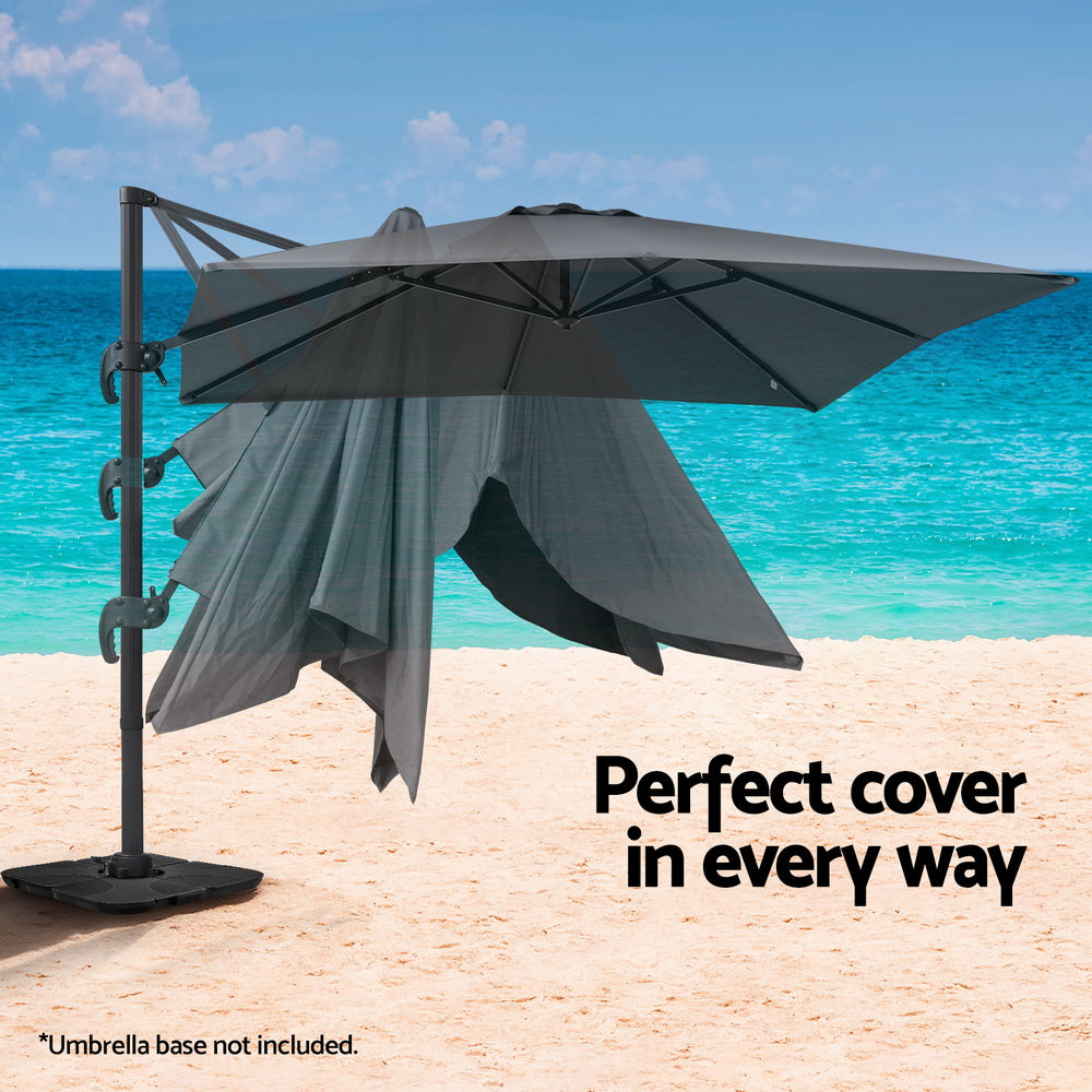 Instahut Outdoor Umbrella 3m Umbrellas Cantilever Stand Sun Roma 360 Degree Charcoal-Home &amp; Garden > Shading > Umbrellas &amp; Sunshades-PEROZ Accessories