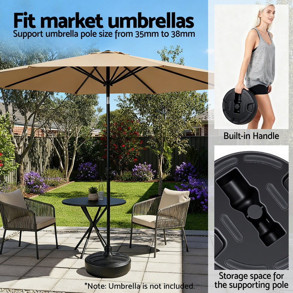 Instahut Outdoor Umbrella Base Weight Round Plastic Pole Holder 35-38mm Beach-Home &amp; Garden > Shading > Umbrellas &amp; Sunshades-PEROZ Accessories