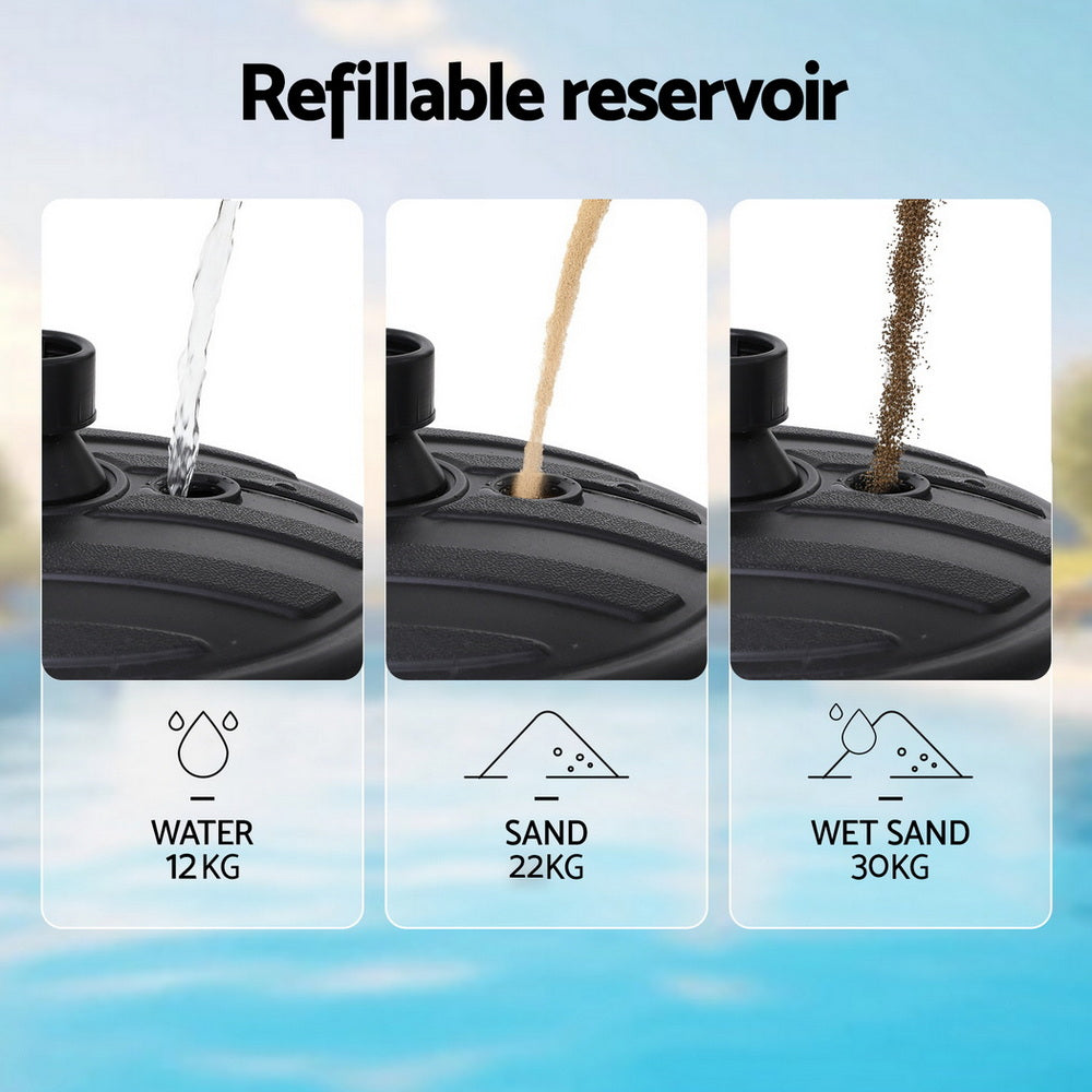 Instahut Outdoor Umbrella Base Weight Round Plastic Pole Holder 35-38mm Beach-Home &amp; Garden > Shading > Umbrellas &amp; Sunshades-PEROZ Accessories