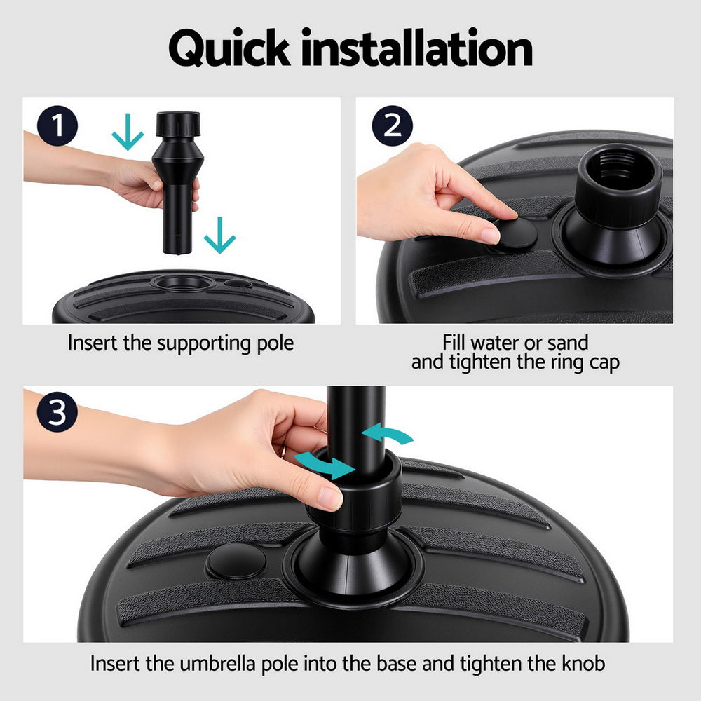 Instahut Outdoor Umbrella Base Weight Round Plastic Pole Holder 35-38mm Beach-Home &amp; Garden > Shading > Umbrellas &amp; Sunshades-PEROZ Accessories