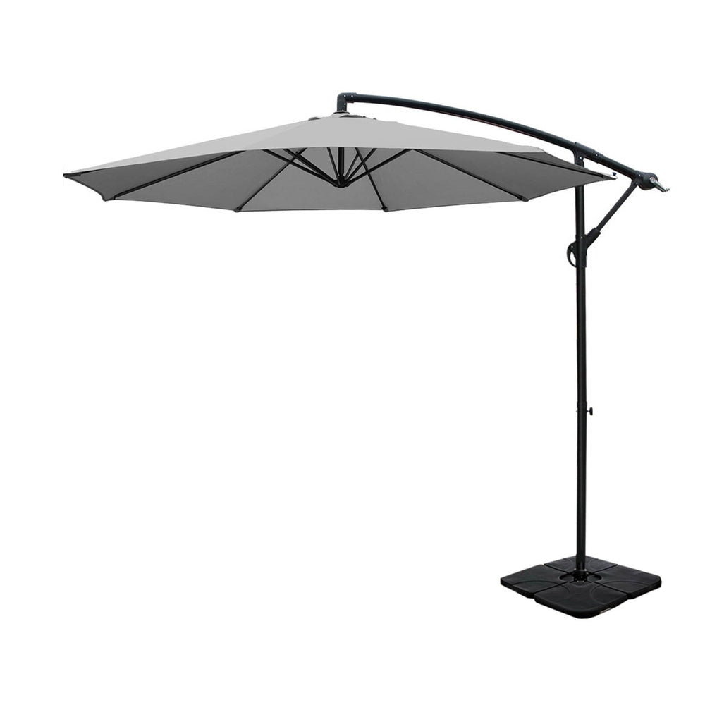 Instahut Umbrella Outdoor Umbrellas Cantilever Sun Stand UV Garden Base Grey 3M-Home &amp; Garden > Shading > Umbrellas &amp; Sunshades-PEROZ Accessories