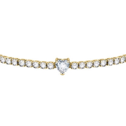 Chiara Ferragni Diamond Heart White Stone Gold Tennis Bracelet-Bracelets-PEROZ Accessories