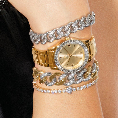 Chiara Ferragni Diamond Heart White Stone Gold Tennis Bracelet-Bracelets-PEROZ Accessories