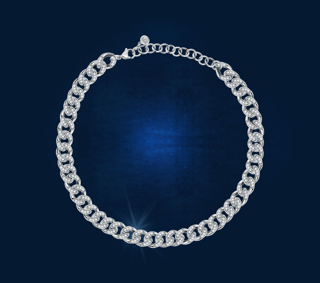Chiara Ferragni Chain Collection Full Pave Necklace-Necklaces-PEROZ Accessories