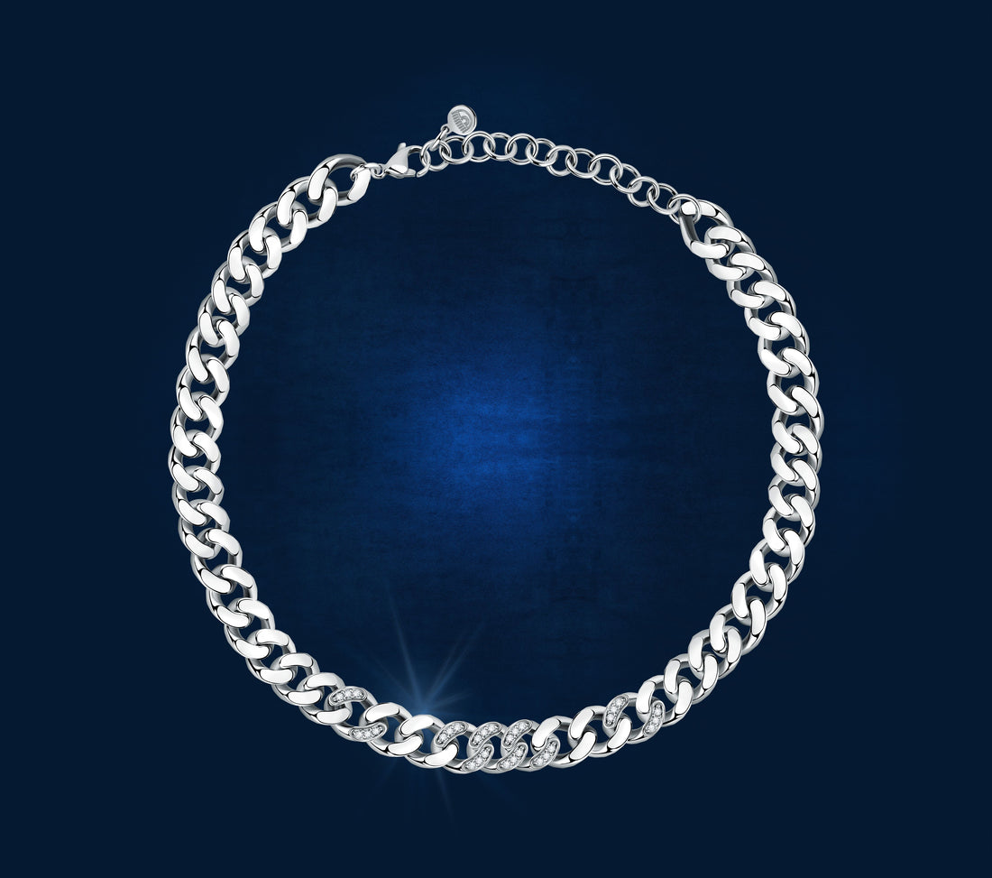 Chiara Ferragni Chain Collection Big Chain White Stone Necklace-Necklaces-PEROZ Accessories