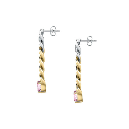 Chiara Ferragni Chain Collection Pink Stone Gold Earrings-Earrings-PEROZ Accessories