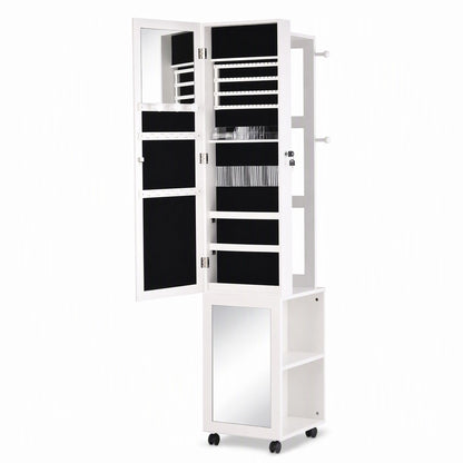 Artiss Lockable Jewellery Cabinet, Mobile Frameless Mirror, White-Home &amp; Garden > Storage > Storage Cabinets &amp; Lockers-PEROZ Accessories