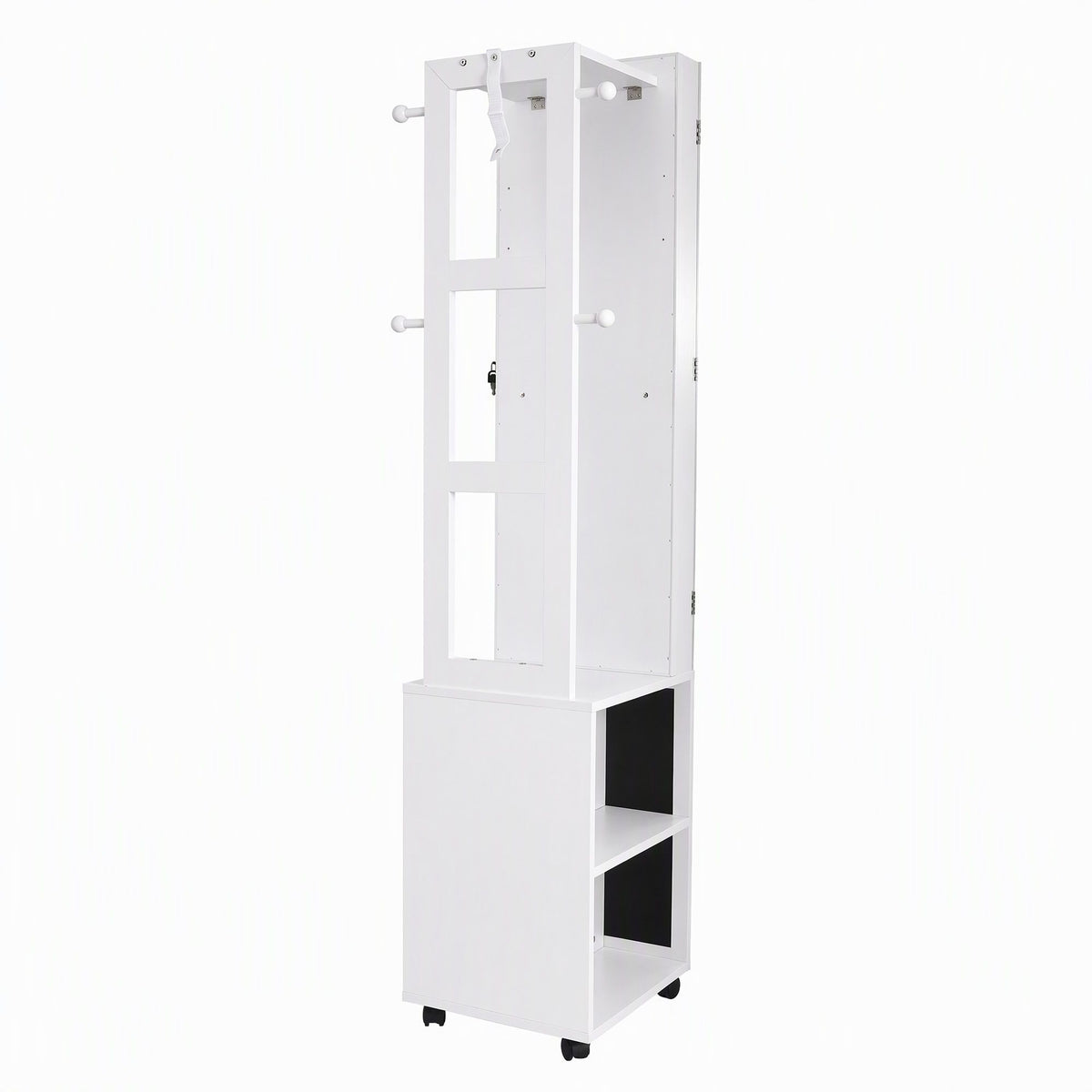 Artiss Lockable Jewellery Cabinet, Mobile Frameless Mirror, White-Home &amp; Garden > Storage > Storage Cabinets &amp; Lockers-PEROZ Accessories