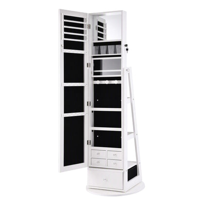 Artiss 360° Rotating Jewelry Cabinet Full Length Mirror, White-Furniture > Office > Storage Cabinets-PEROZ Accessories