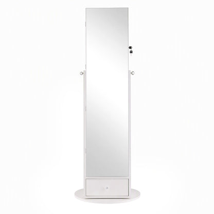 Artiss 360° Rotating Jewelry Cabinet Full Length Mirror, White-Furniture > Office > Storage Cabinets-PEROZ Accessories