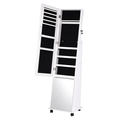 Artiss Jewelry Cabinet Frameless Full Length Mirror with Wheels, White-Furniture > Office > Storage Cabinets-PEROZ Accessories
