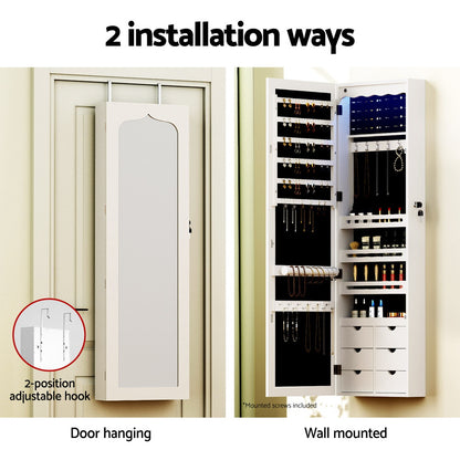 Artiss Jewellery Cabinet LED Mirror Lockable-Home &amp; Garden &gt; Storage &gt; Storage Cabinets &amp; Lockers-PEROZ Accessories