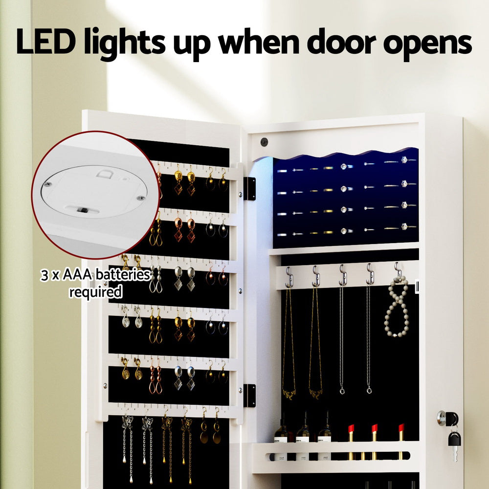 Artiss Jewellery Cabinet LED Mirror Lockable-Home &amp; Garden &gt; Storage &gt; Storage Cabinets &amp; Lockers-PEROZ Accessories