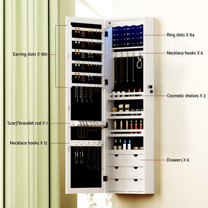 Artiss Jewellery Cabinet LED Mirror Lockable-Home &amp; Garden &gt; Storage &gt; Storage Cabinets &amp; Lockers-PEROZ Accessories