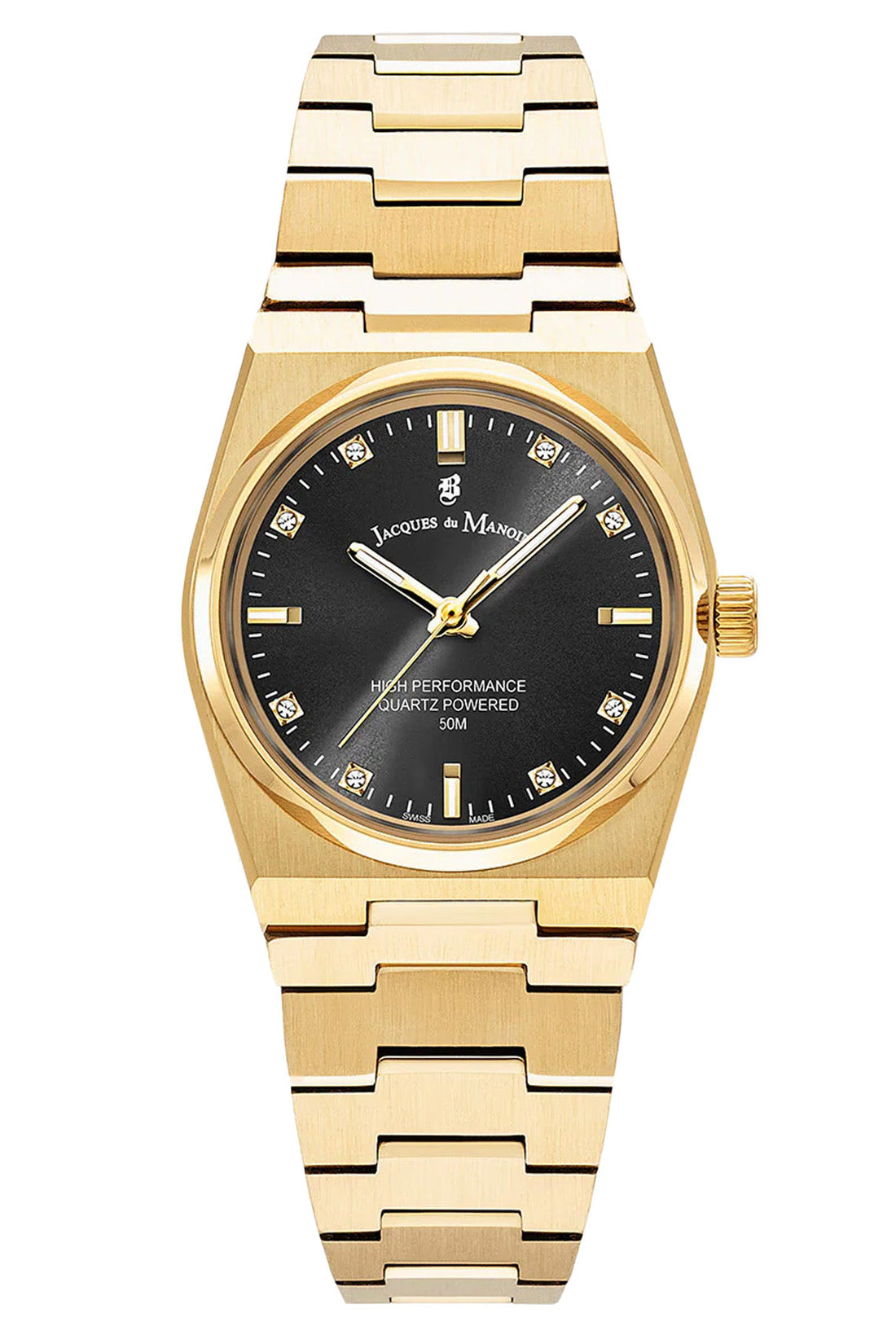 JDM Horizon Ladies 31mm 50m Black Dial Gold Stainless Steel Strap Watch-PEROZ Accessories