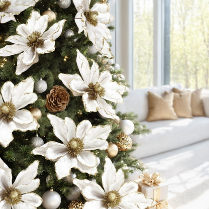 Jingle Jollys 14Pcs Christmas Tree Flower Set Xmas Garland Wreath Magnolia White-Occasions > Christmas > Christmas Decorations-PEROZ Accessories