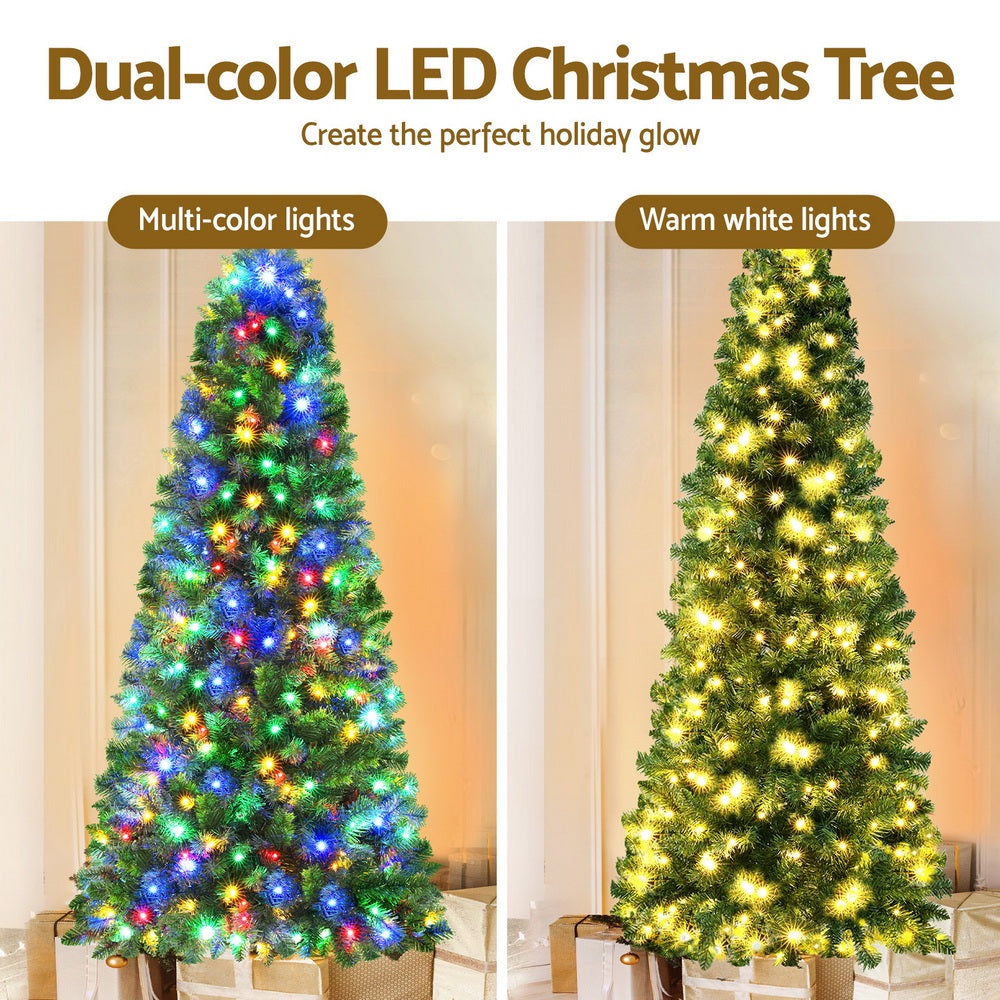 Jingle Jollys 1.8M Pre-lit Christmas Tree 8 Mode Multi Colour 200 LED Light Xmas-Christmas Trees-PEROZ Accessories