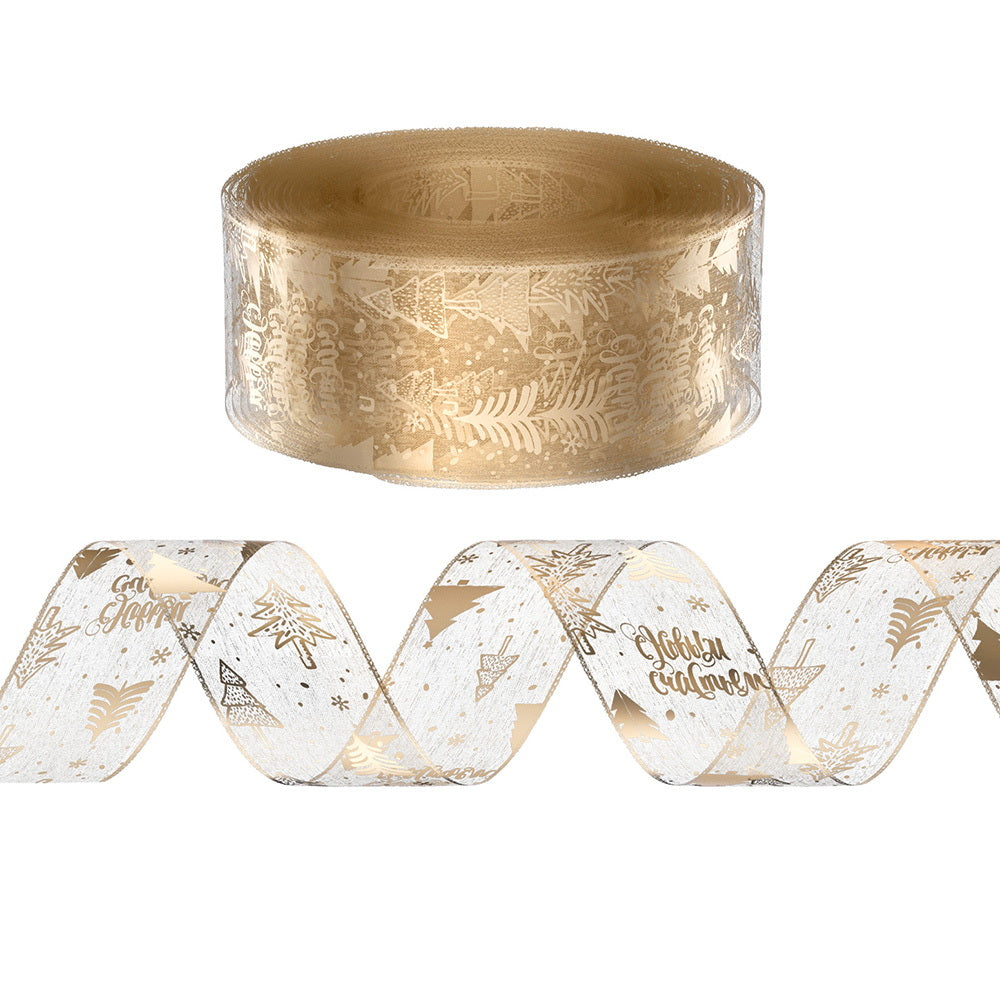 Jingle Jollys 20M Christmas Ribbon Roll Bow Printed Xmas Tree Decor Gift Gold-Occasions > Christmas > Christmas Decorations-PEROZ Accessories
