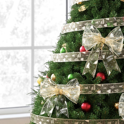 Jingle Jollys 20M Christmas Ribbon Roll Bow Printed Xmas Tree Decor Gift Gold-Occasions > Christmas > Christmas Decorations-PEROZ Accessories