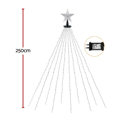 Jingle Jollys 2.5M Christmas Lights Waterfall String Light 300 LED Star Topper-Occasions > Christmas > Outdoor Decorations &amp; Lights-PEROZ Accessories