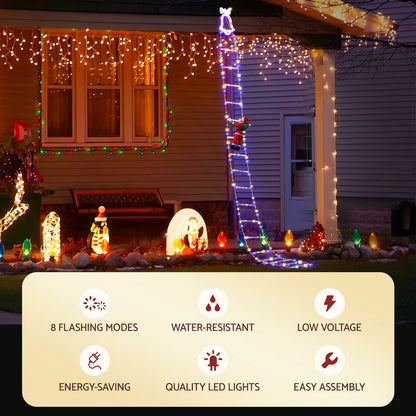 Jingle Jollys 3.5M Christmas Lights 300 LED Ladder Light with Santa Claus Decor-Occasions > Christmas > Outdoor Decorations &amp; Lights-PEROZ Accessories
