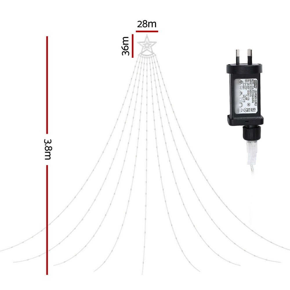 Jingle Jollys 3.8M Christmas Lights Waterfall String Light 340 LED-Occasions > Christmas > Outdoor Decorations &amp; Lights-PEROZ Accessories