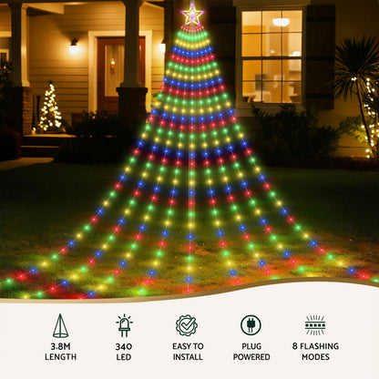 Jingle Jollys 3.8M Christmas Lights Waterfall String Light 340 LED-Occasions > Christmas > Outdoor Decorations &amp; Lights-PEROZ Accessories