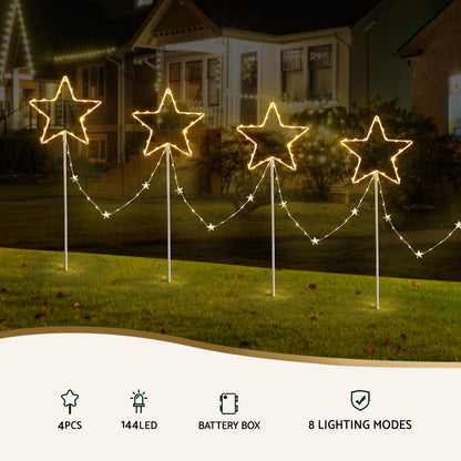 Jingle Jollys 4 PCS Christmas Lights Path Ground Light Garden Decorations 144 LED-Occasions > Christmas > Outdoor Decorations &amp; Lights-PEROZ Accessories