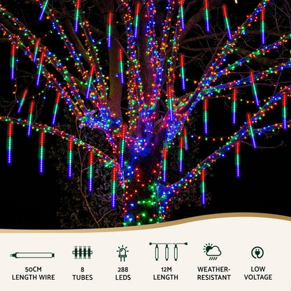 Jingle Jollys 7M Christmas Lights Shower Light 288 LED Icicle Falling Metor-Occasions > Christmas > Outdoor Decorations &amp; Lights-PEROZ Accessories