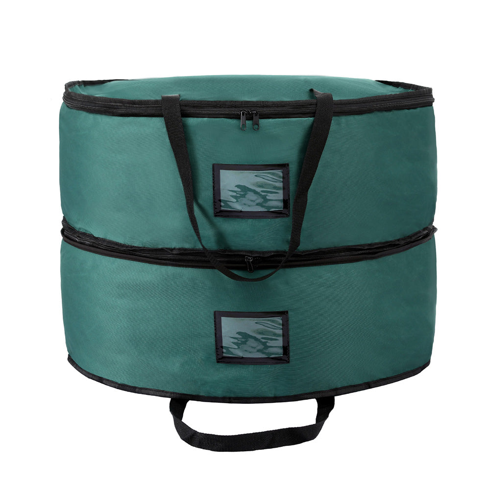 Jingle Jollys Christmas Garland Wreath Storage Bag 2-Tier Ornaments Holder 60cm-Occasions > Christmas > Christmas Decorations-PEROZ Accessories