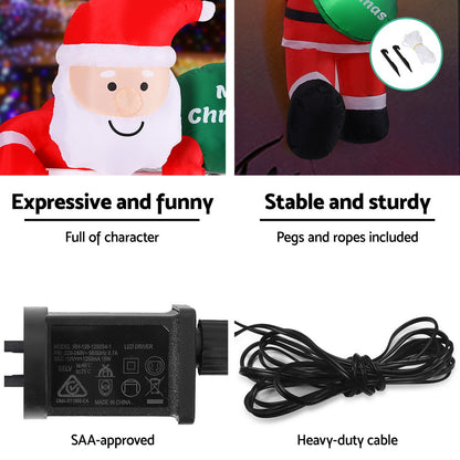 Jingle Jollys Christmas Inflatable Climbing Santa 2.5M Height LED Decorations Illuminated-Occasions > Christmas > Outdoor Decorations &amp; Lights-PEROZ Accessories