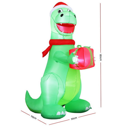 Jingle Jollys Christmas Inflatable Dinosaur 1.8M Height LED Decorations Illuminated-Occasions > Christmas > Christmas Decorations-PEROZ Accessories