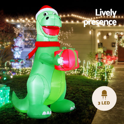Jingle Jollys Christmas Inflatable Dinosaur 1.8M Height LED Decorations Illuminated-Occasions > Christmas > Christmas Decorations-PEROZ Accessories
