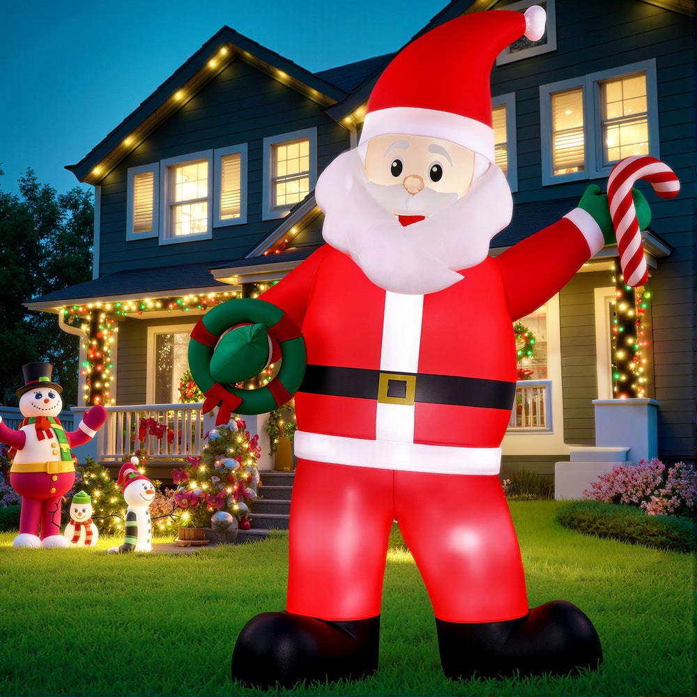 Jingle Jollys Christmas Inflatable Giant Santa 3.8M Height LED Illuminated Decorations-Occasions > Costumes > Costumes &amp; Accessories-PEROZ Accessories