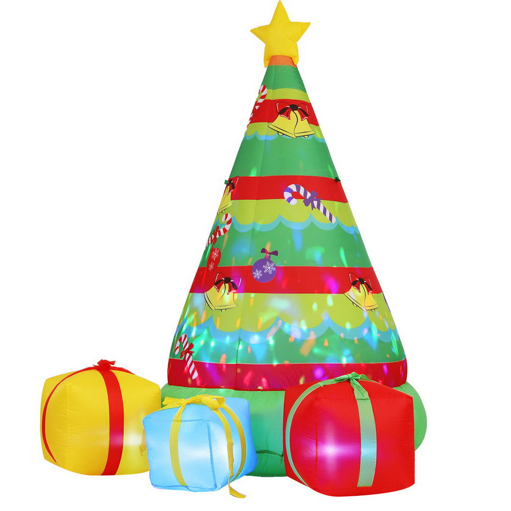 Jingle Jollys Christmas Inflatable Gift Tree 2.2M Height Flashing Light Decorations Illuminated-Occasions > Christmas > Outdoor Decorations &amp; Lights-PEROZ Accessories