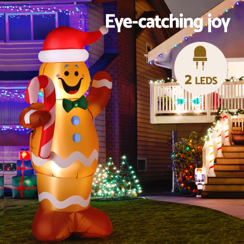 Jingle Jollys Christmas Inflatable Gingerbread Man 1.5M Height LED Decorations Illuminated-Occasions > Christmas > Christmas Decorations-PEROZ Accessories