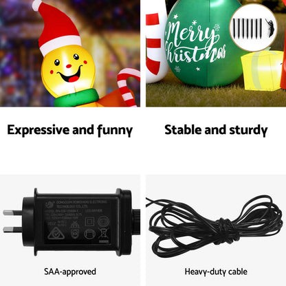 Jingle Jollys Christmas Inflatable Gingerman Joy 3M Long Outdoor Decorations Illuminated-Occasions > Christmas > Christmas Decorations-PEROZ Accessories