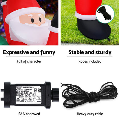 Jingle Jollys Christmas Inflatable Santa Climbing LED Illuminated Decorations 1.9M-Occasions > Christmas > Outdoor Decorations &amp; Lights-PEROZ Accessories
