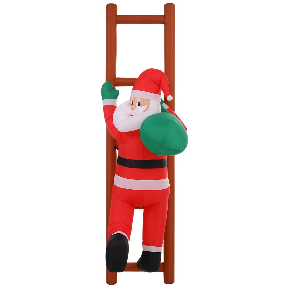 Jingle Jollys Christmas Inflatable Santa Climbing Ladder 2.45M Height LED Decorations Illuminated-Occasions > Costumes > Costumes &amp; Accessories-PEROZ Accessories
