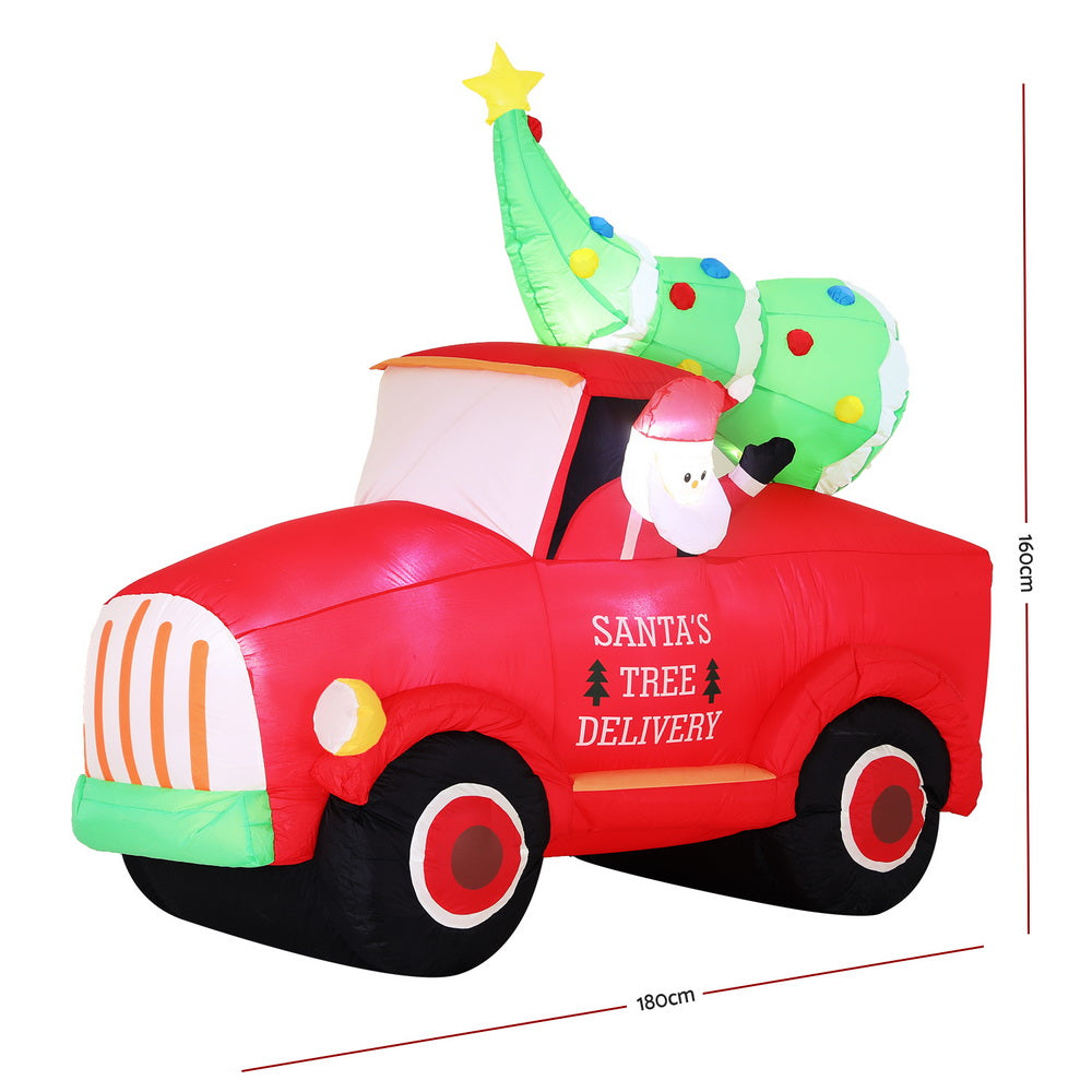 Jingle Jollys Christmas Inflatable Santa Truck 1.6M Height LED Decorations Illuminated-Occasions > Christmas > Christmas Decorations-PEROZ Accessories