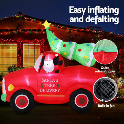 Jingle Jollys Christmas Inflatable Santa Truck 1.6M Height LED Decorations Illuminated-Occasions > Christmas > Christmas Decorations-PEROZ Accessories