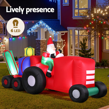 Jingle Jollys Christmas Inflatable Santa Truck 2.6M Length LED Decorations Illuminated-Occasions > Christmas > Christmas Clothing-PEROZ Accessories