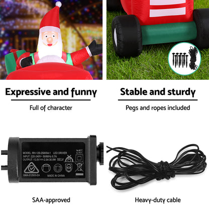 Jingle Jollys Christmas Inflatable Santa Truck 2.6M Length LED Decorations Illuminated-Occasions > Christmas > Christmas Clothing-PEROZ Accessories