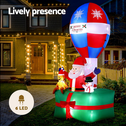 Jingle Jollys Christmas Inflatable Santa in Ballon 2.8M Height LED Decorations Illuminated-Occasions > Christmas > Christmas Clothing-PEROZ Accessories