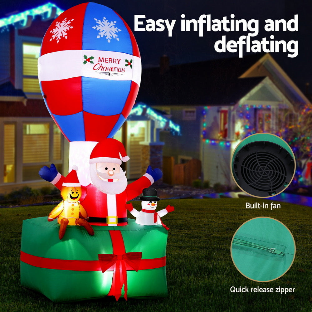 Jingle Jollys Christmas Inflatable Santa in Ballon 2.8M Height LED Decorations Illuminated-Occasions > Christmas > Christmas Clothing-PEROZ Accessories