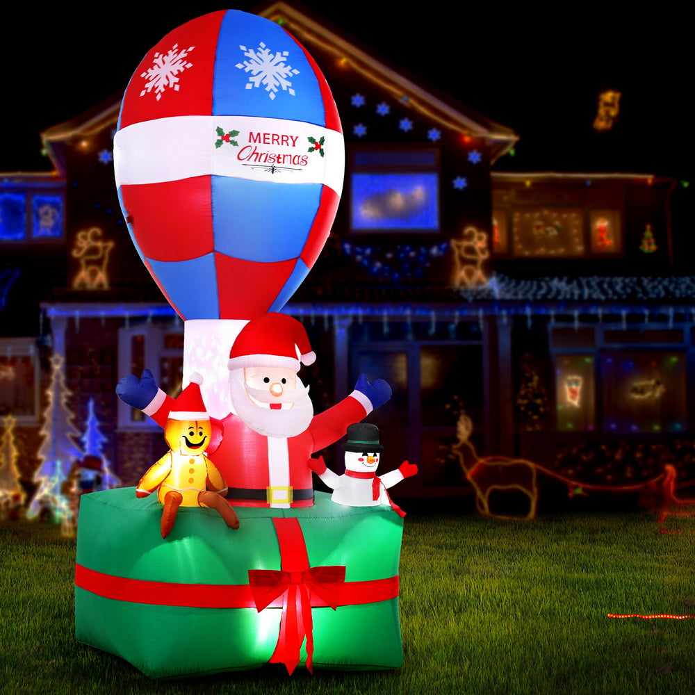 Jingle Jollys Christmas Inflatable Santa in Ballon 2.8M Height LED Decorations Illuminated-Occasions > Christmas > Christmas Clothing-PEROZ Accessories